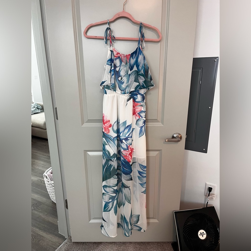 Free the Roses Blue and Pink Floral Maxi Dress